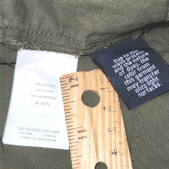 J CREW M Jacket Cropped Fatigue Army Olive‎ Flared Waist W/Tie A Line Cotton - Picture 4 of 8